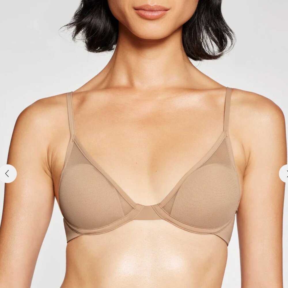 PEPPER Classic All You Bra in Buff Beige - Size 30A Neutral Mesh Minimalist